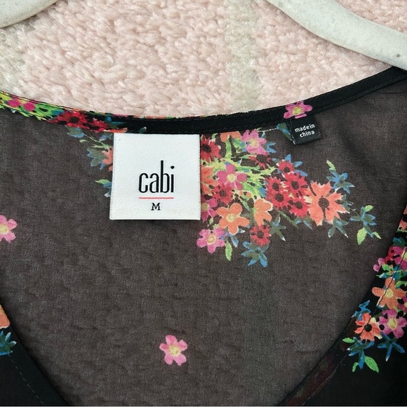 Cabi Moody Spring Floral Blouse Sheer Size Medium - Picture 3 of 10